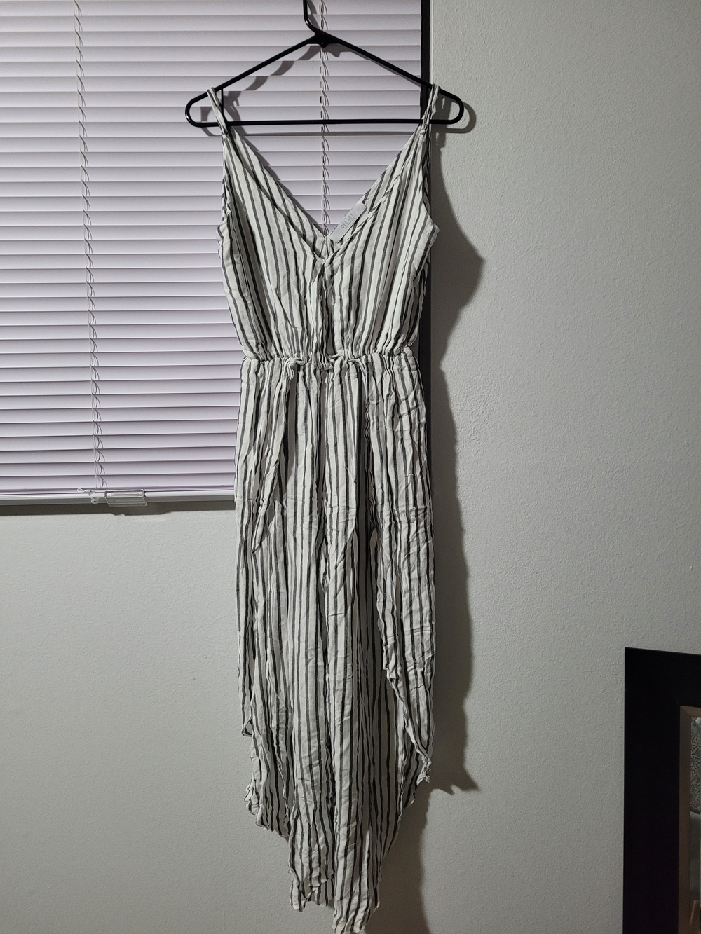Striped V-Neck Sleeveless Maxi Dress - White/Black